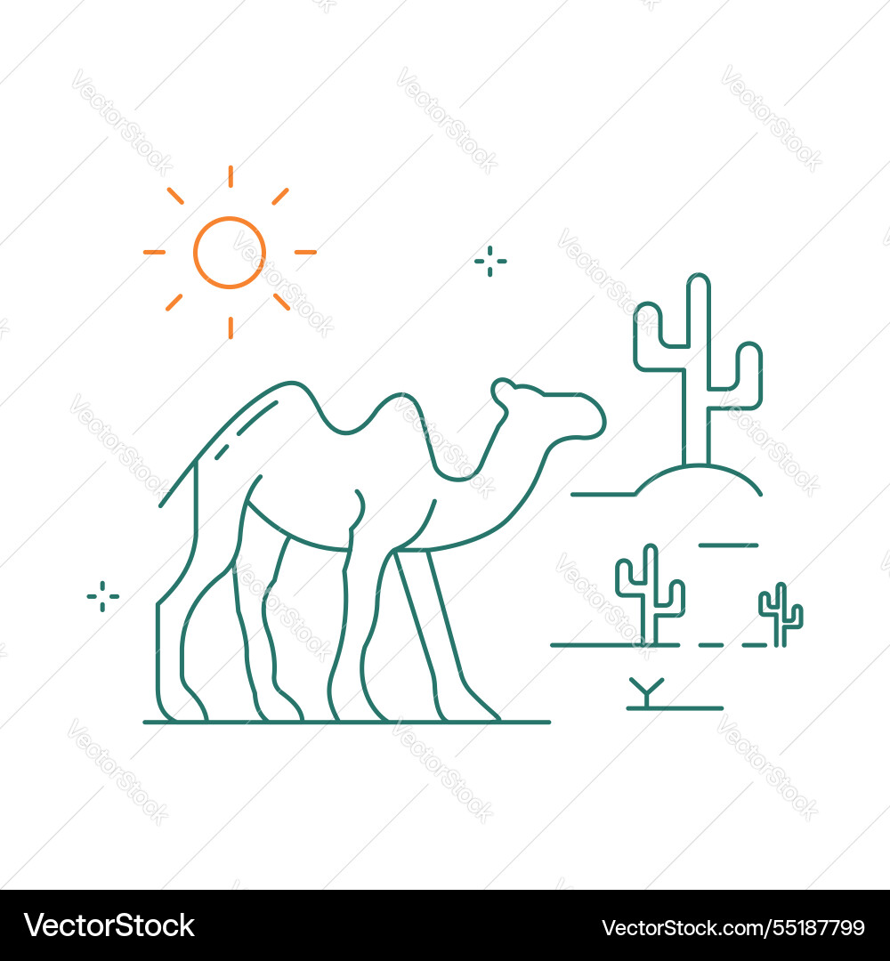 Camel in desert icon design with editable stroke Vector Image