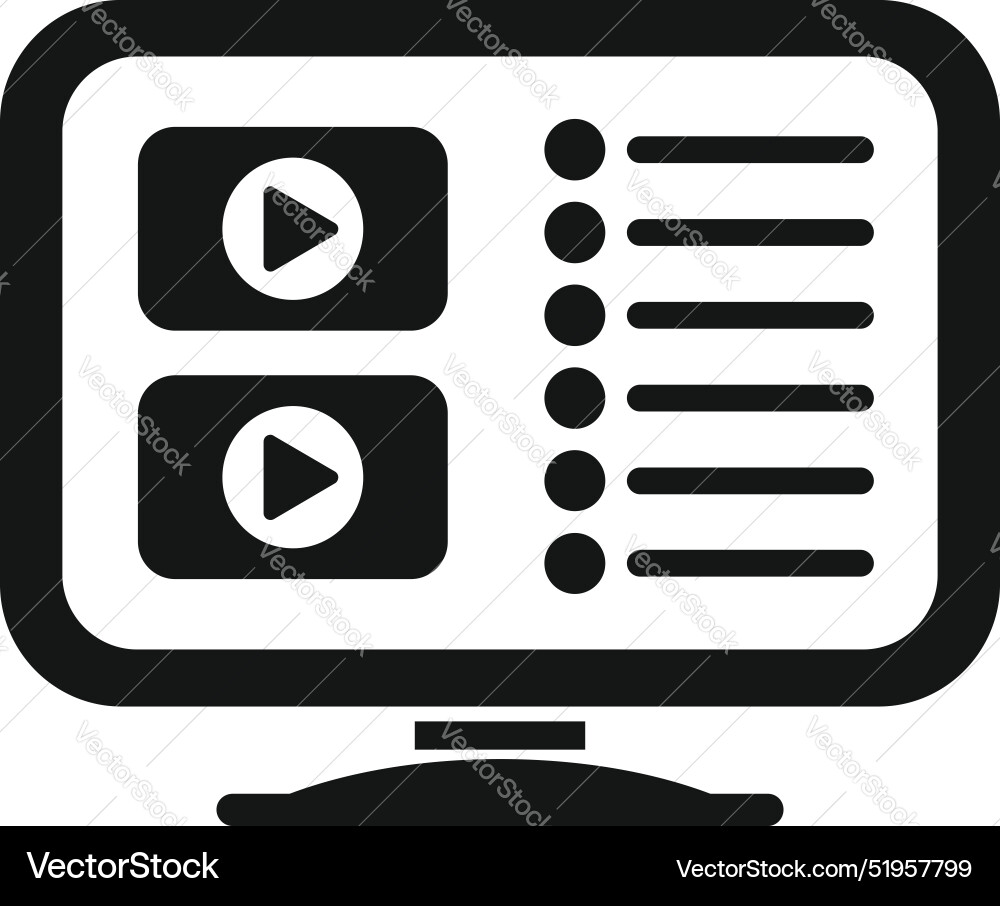 Computer displaying video sharing platform Computer displaying video sharing platform vector image