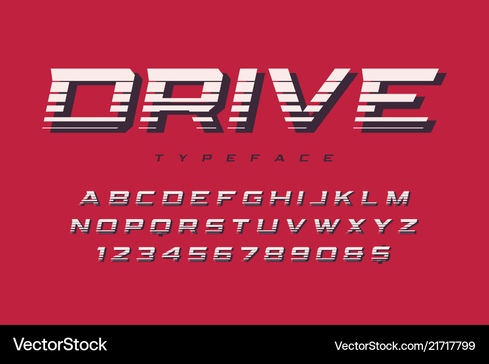 Drive display font design alphabet typeface Drive display font design alphabet typeface vector image