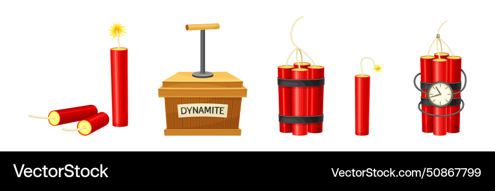 Dynamite and explosives object as detonating Dynamite and explosives object as detonating vector image