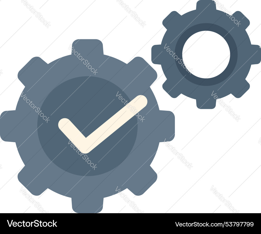 Gears working correctly showing checkmark symbol Gears working correctly showing checkmark symbol vector image