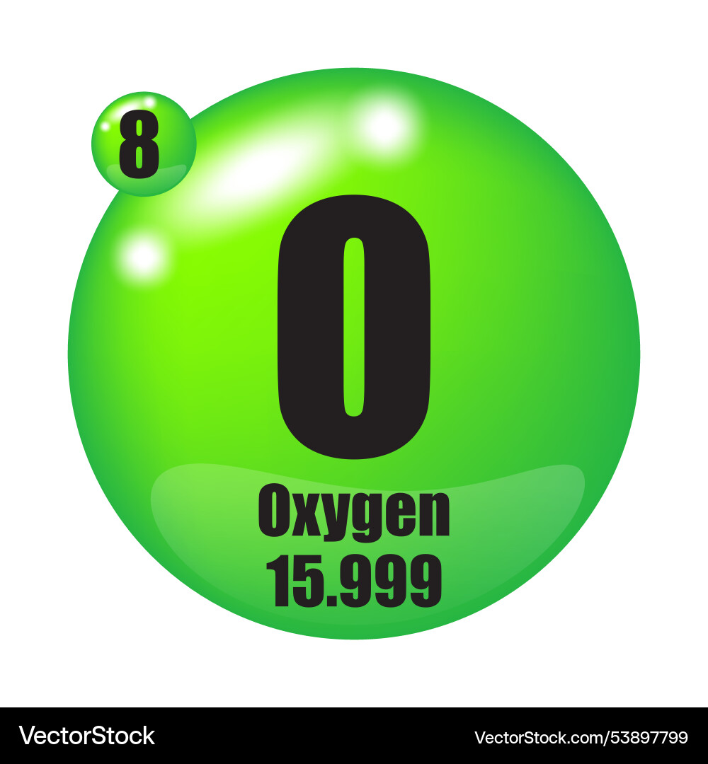 Oxygen element symbol o atomic number 8 Vector Image