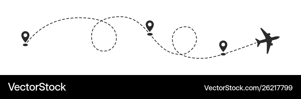 Plane Route with Location Pins vector image