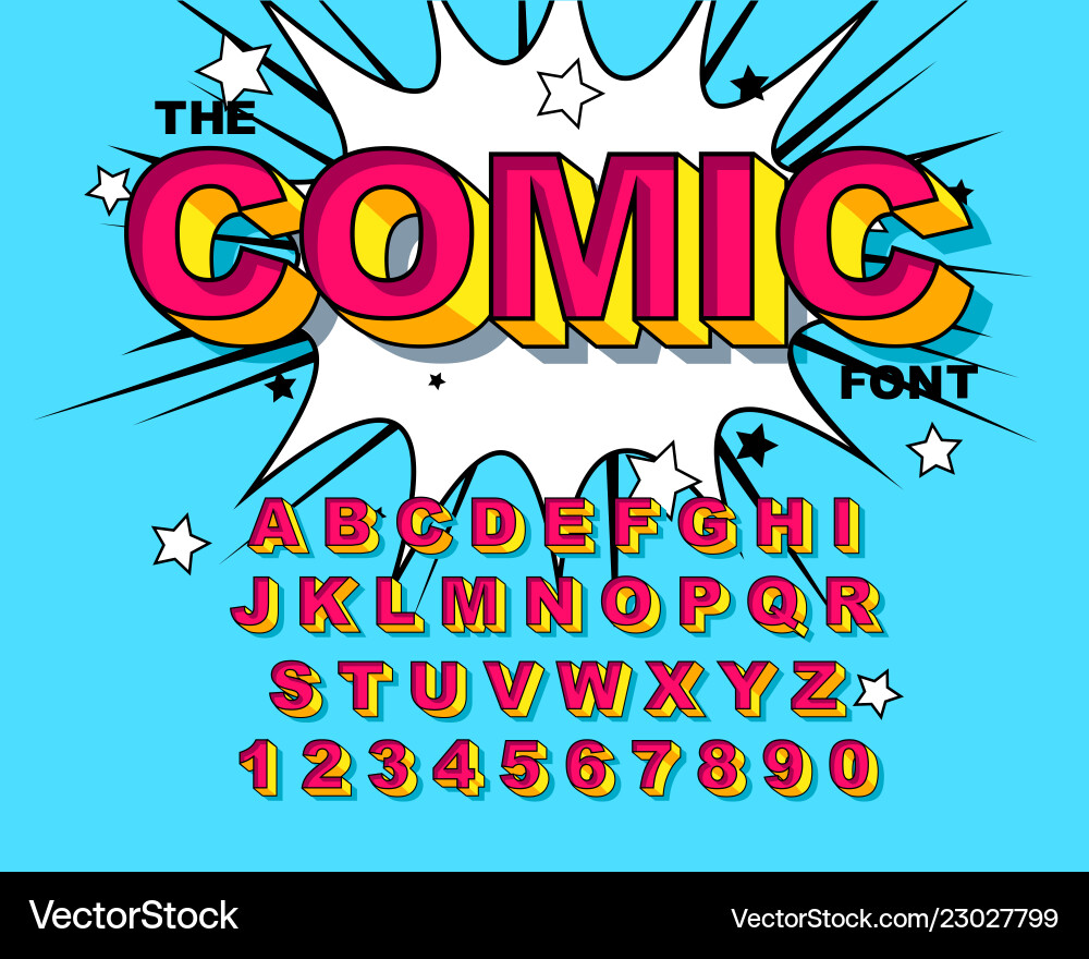 Retro Comic Alphabet - Pink & Bold Vector Image