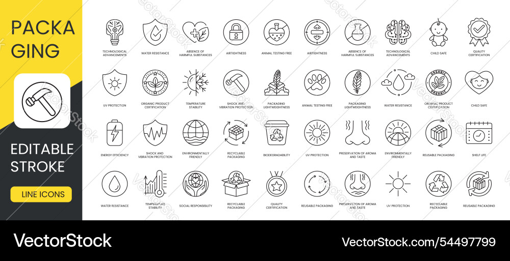 Set of linear icons with editable stroke Set of linear icons with editable stroke vector image