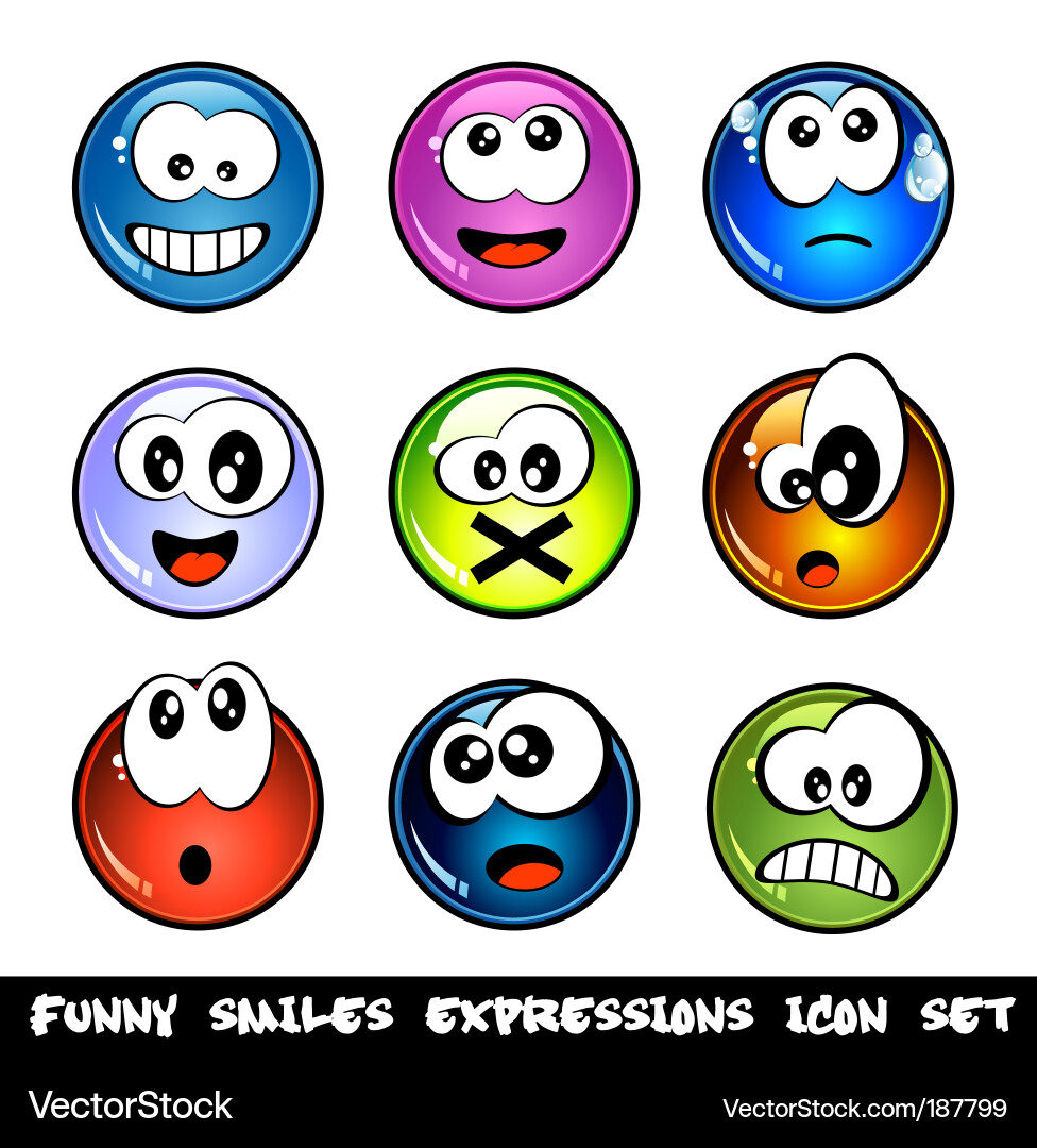 Smiling Faces Expression Set Vector Image