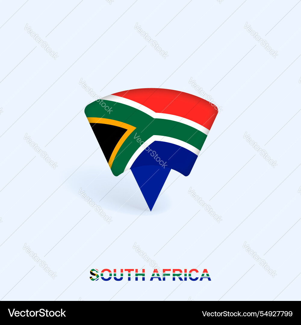South africa flag map pointer design with shadow Vector Image