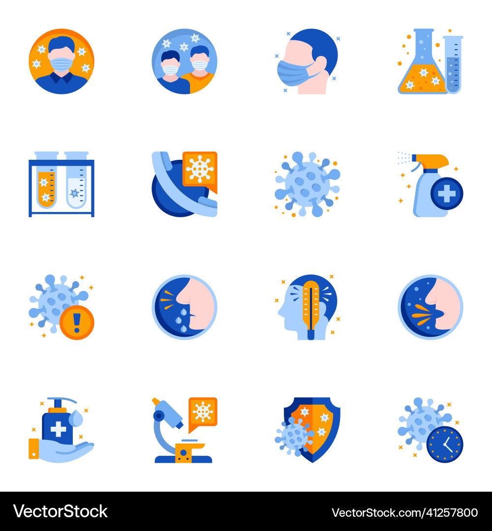 Coronavirus epidemic protection flat icons set Coronavirus epidemic protection flat icons set vector image