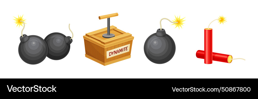 Dynamite and explosives object as detonating vector image