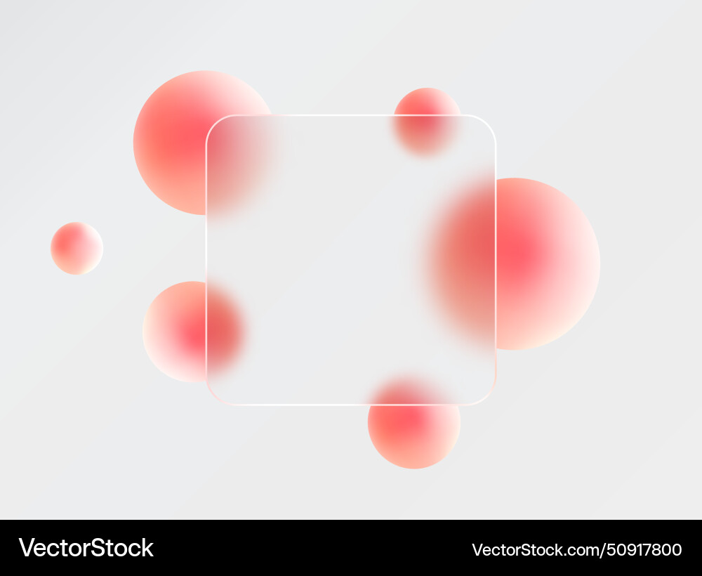 Glass morphism landing page with square frame Vector Image
