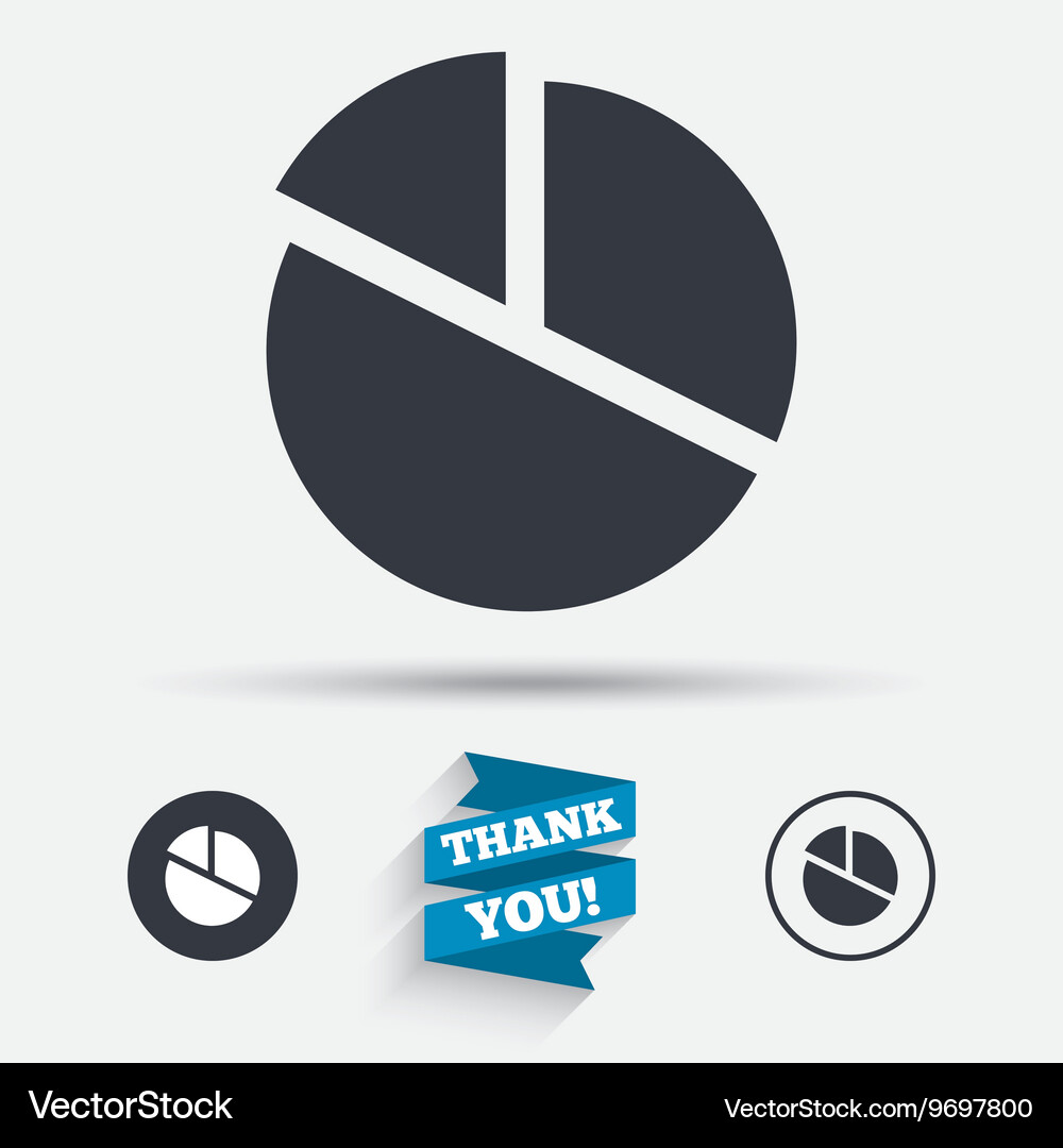 Pie chart graph sign icon diagram button Vector Image