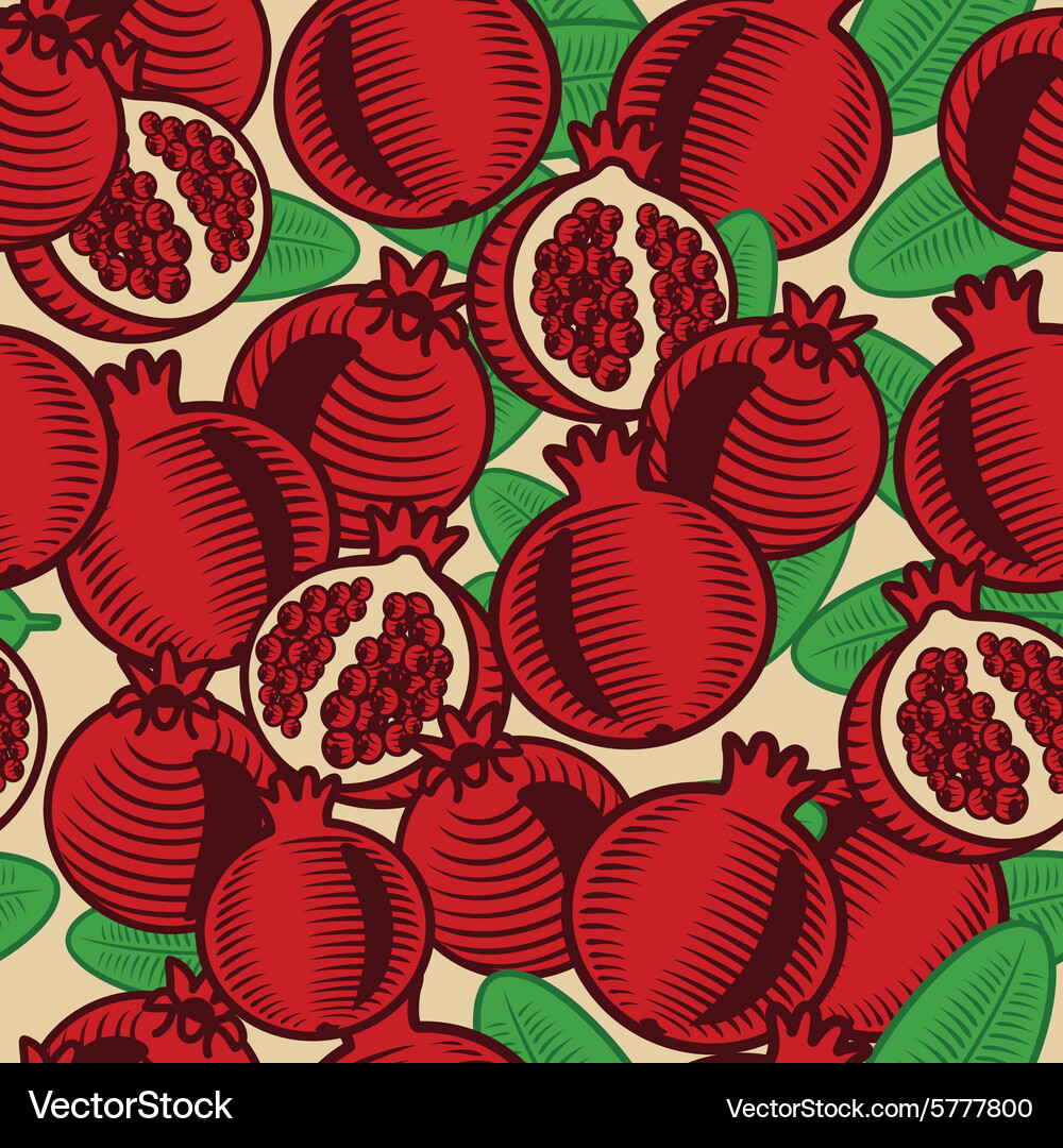 Pomegranate Pattern Background Vector Image