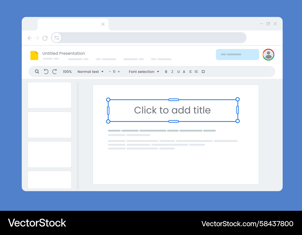 Presentation Editor UI Mockup Vector Image
