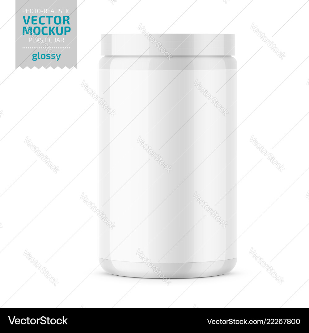 White Glossy Plastic Jar with Lid Vector Image