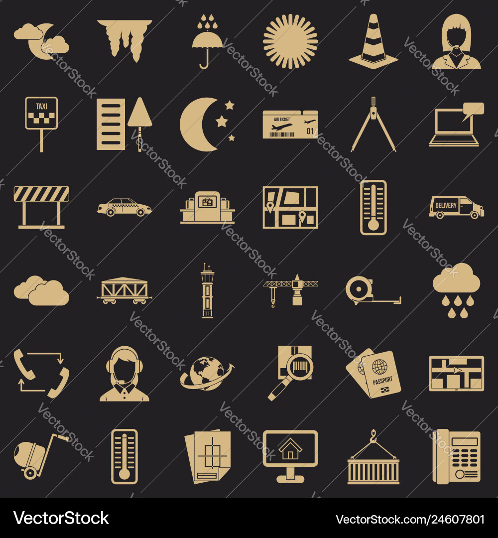 Dispatcher icons set simple style Dispatcher icons set simple style vector image
