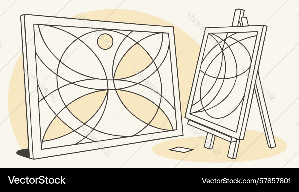 Easel with geometric pattern canvas for art Vector Image