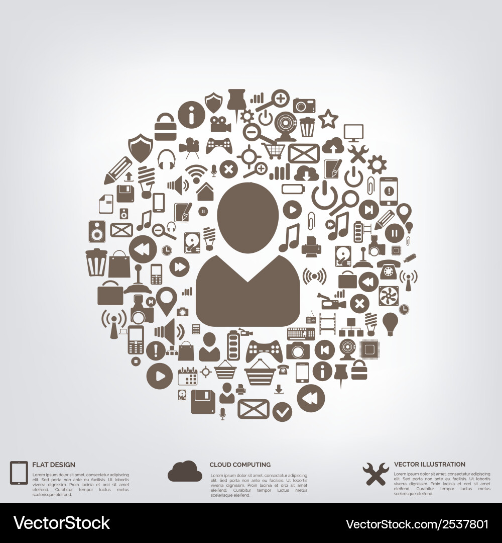 Flacher abstrakter Hintergrund mit Web-Icons-Schnittstelle vektorbild