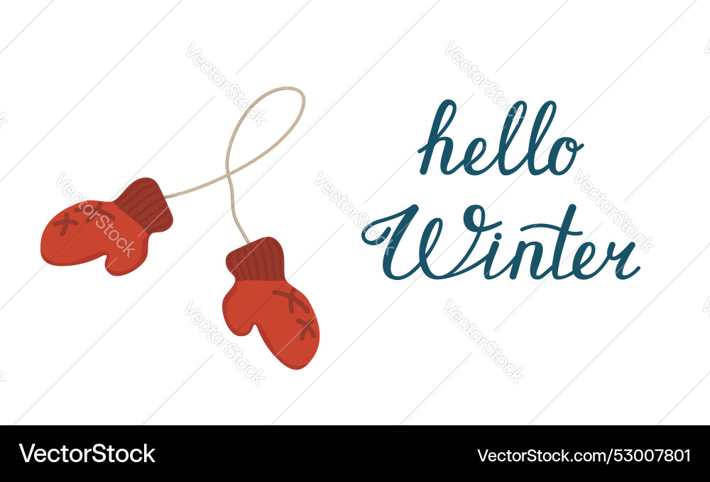 Knitted mittens on a string Vector Image