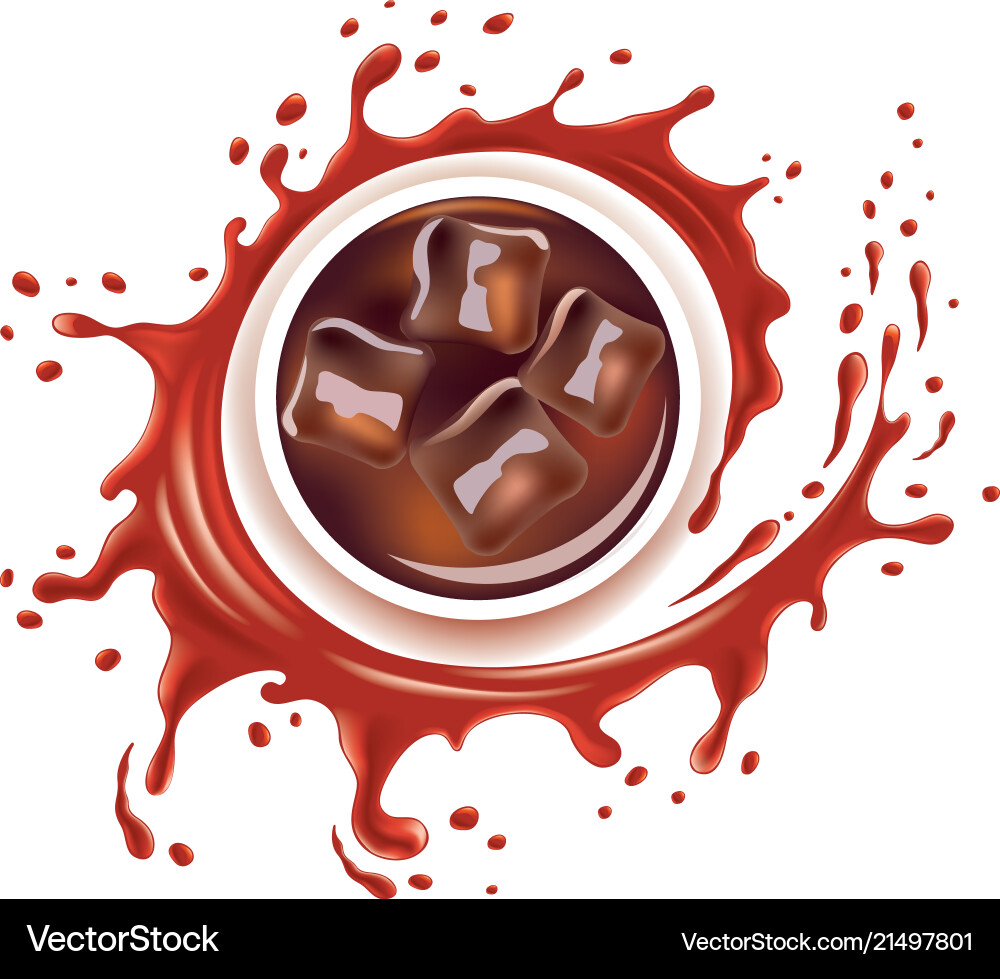 Refreshing Cola Drink with Ice Splash Vector Image