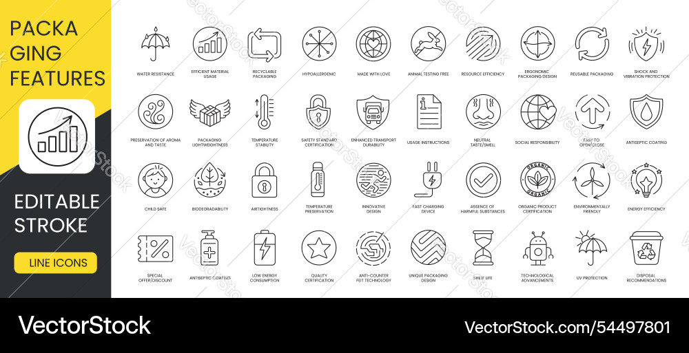 Set of linear icons with editable stroke Set of linear icons with editable stroke vector image