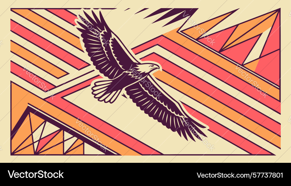 Soaring eagle with abstract geometric background Vector Image