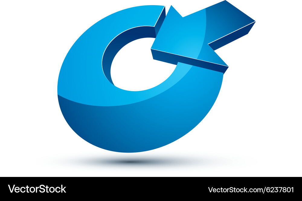 Three-dimensional symbol with an arrow directed Vector Image