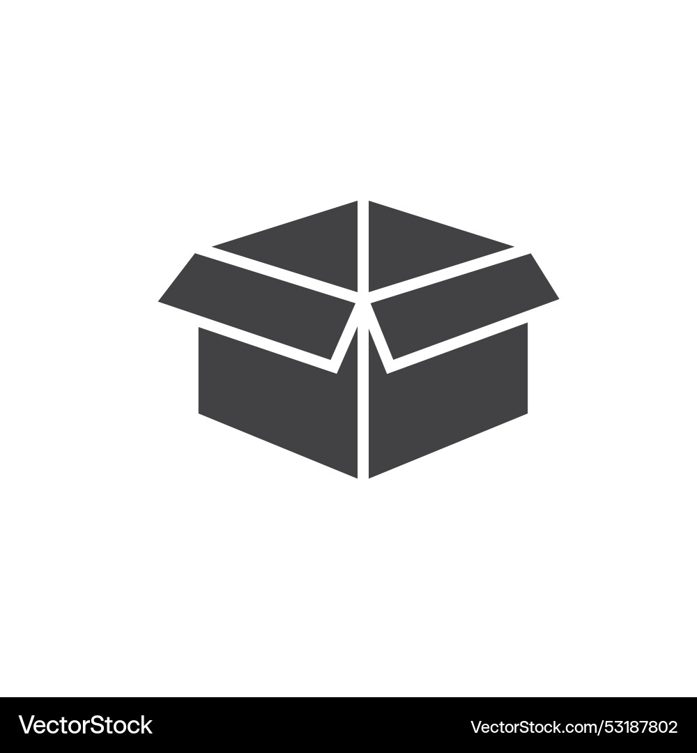 Black empty cardboard box open icon element Black empty cardboard box open icon element vector image