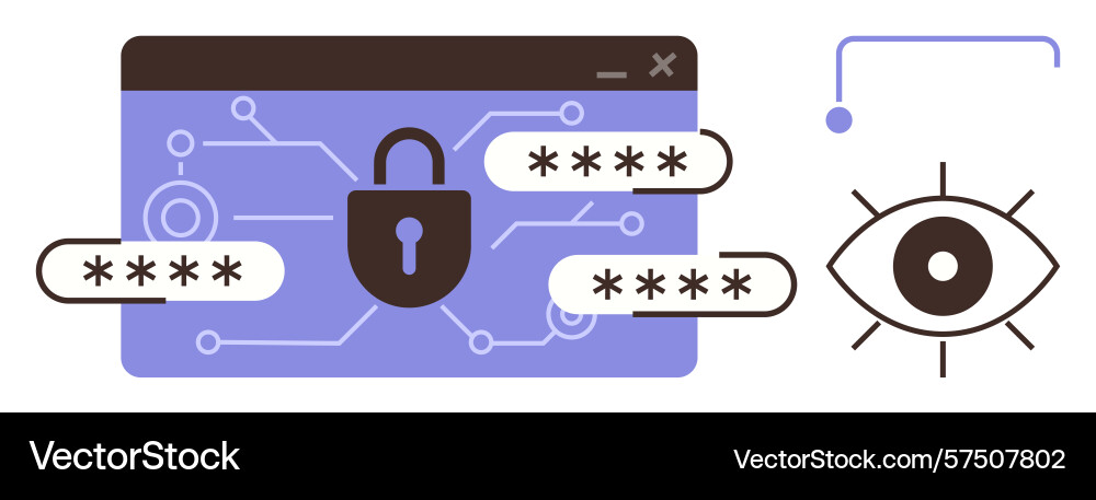 Cybersecurity concept with lock password fields Cybersecurity concept with lock password fields vector image