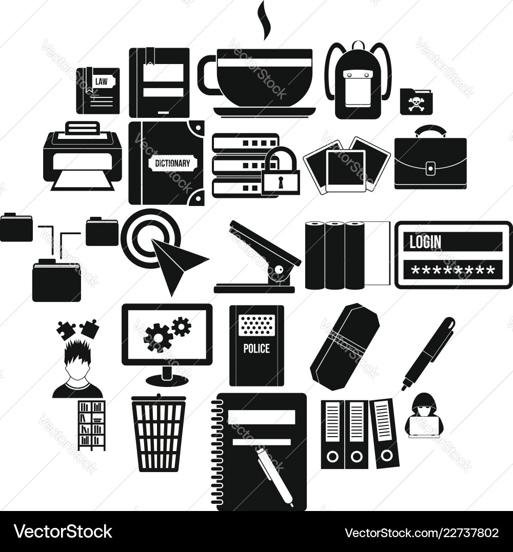 File icons set simple style Vector Image