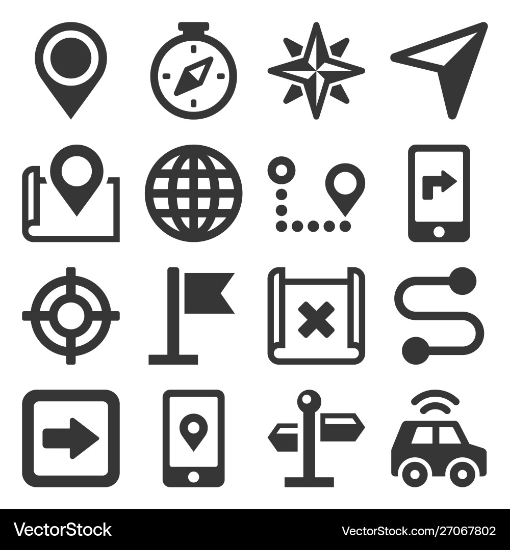 Map & Navigation Icons vector image