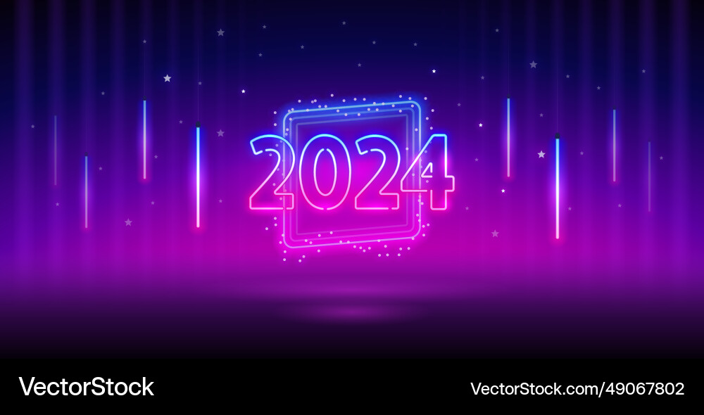 New year 2024 neon clip art vector image