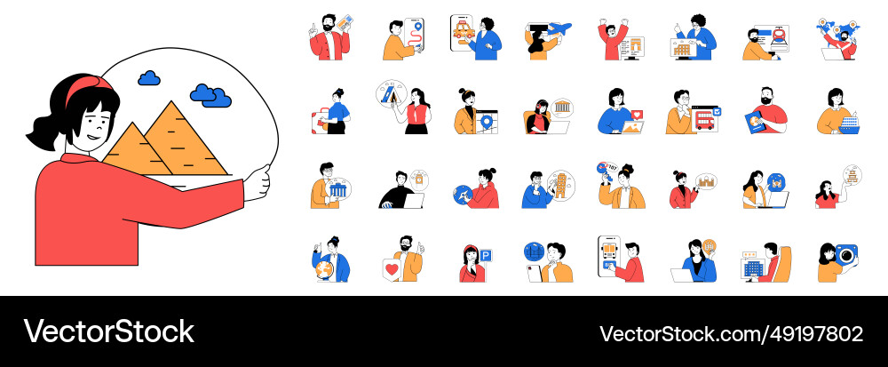 Reisen &amp Reisen Menschen Icons Vektorbild