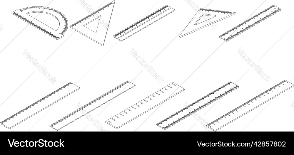 Ruler icons set outine Vector Image