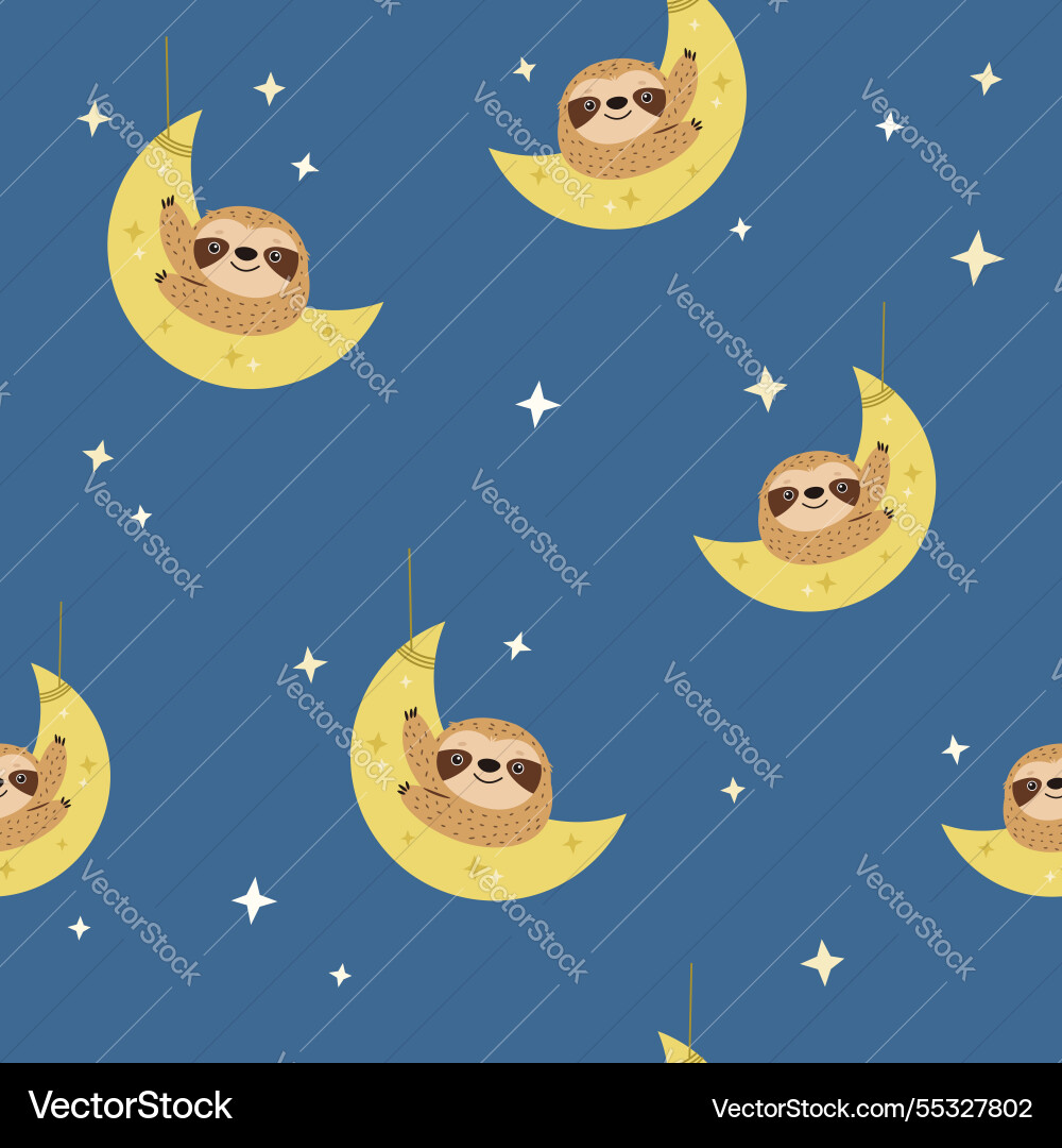 Seamless pattern with cute sloths characters Seamless pattern with cute sloths characters vector image