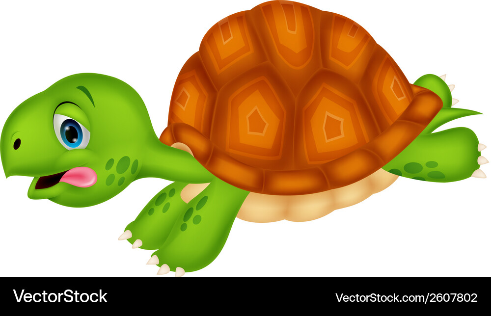 Smiling Turtle Cartoon Running Vector Image