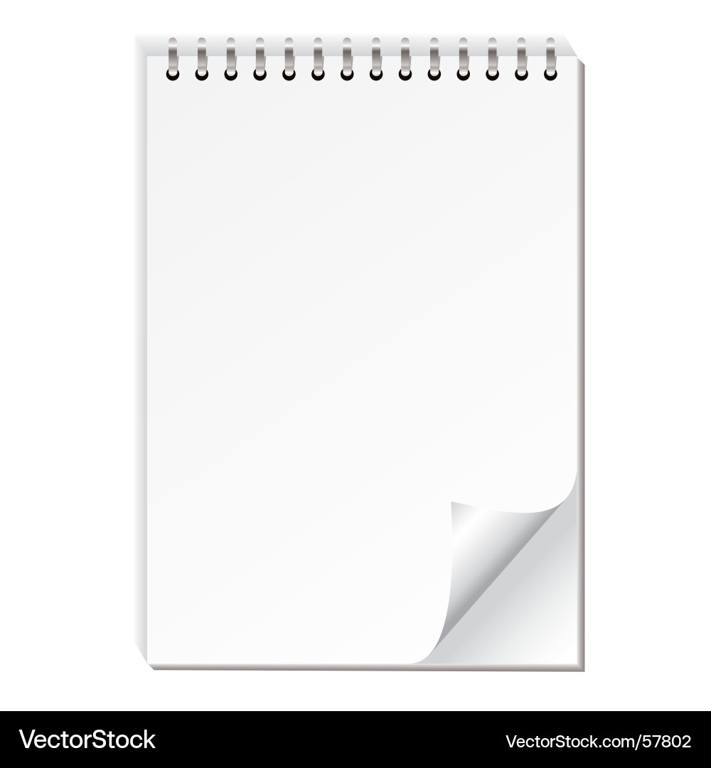 White Note Pad with Ring Binding vector image
