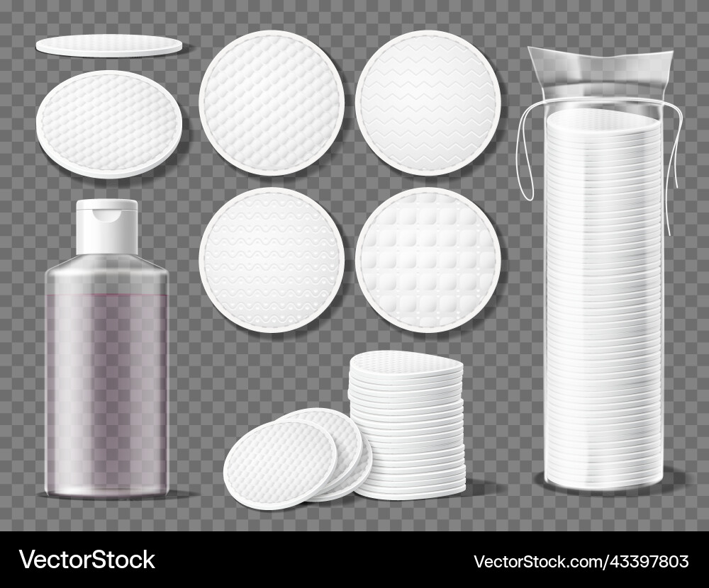Cosmetic cotton pads realistic makeup disc white Cosmetic cotton pads realistic makeup disc white vector image