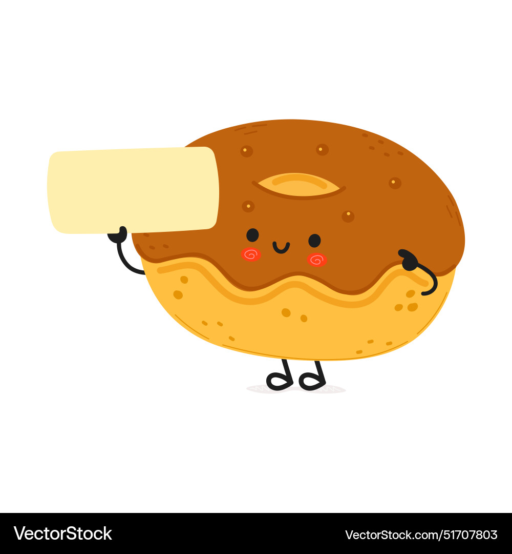 Cute funny chocolate doughnut poster character Cute funny chocolate doughnut poster character vector image