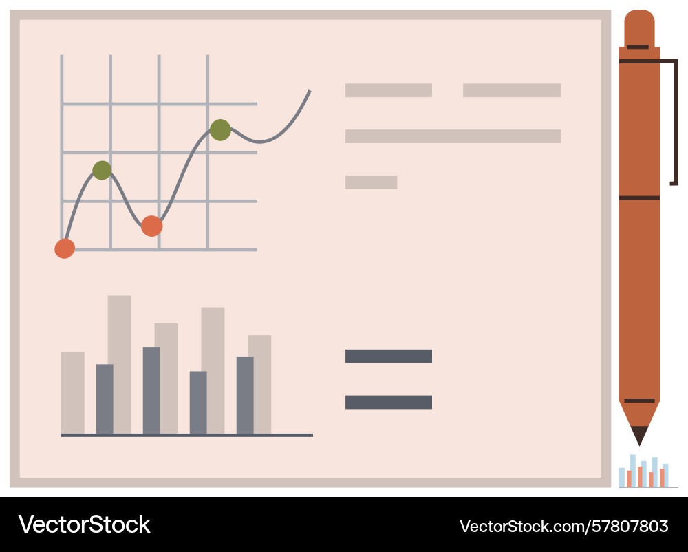 Data analysis with bar graphs and trend line vector image