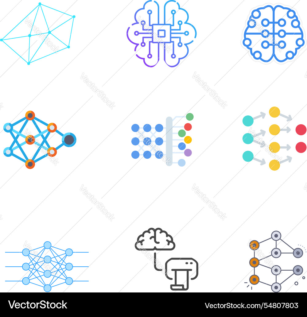 Neural network graphics collection ai and data Vector Image