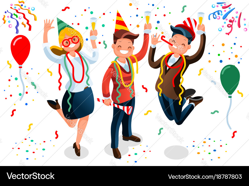 New year bash people celebrating party Vector Image
