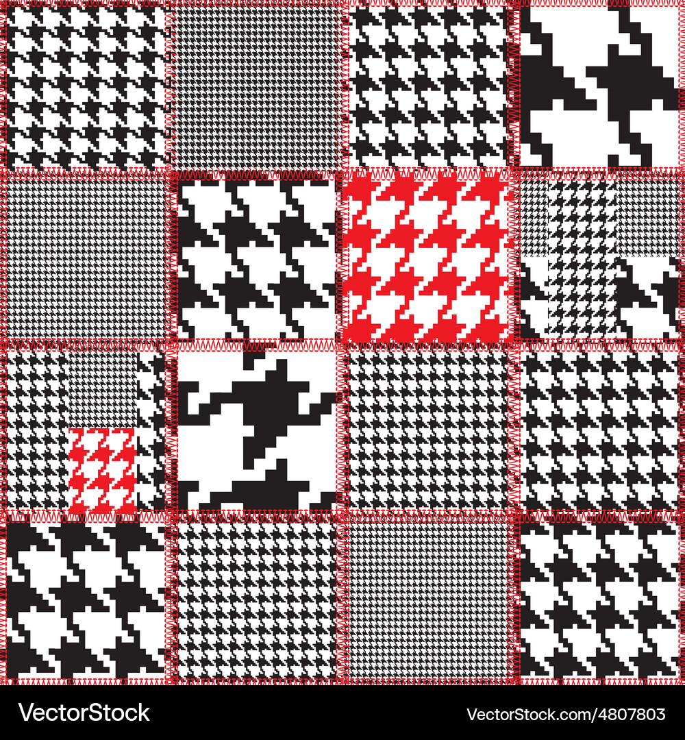 Patchwork with houndstooth ornament Vector Image