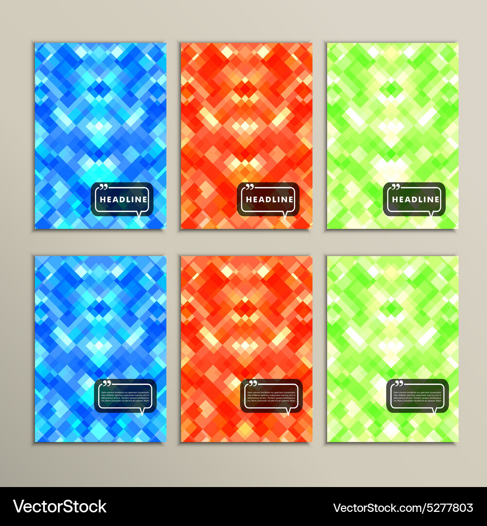 Set simple abstract background of colored squares Vector Image