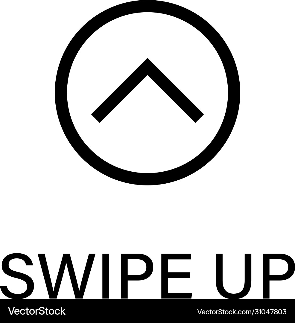 Swipe up isolated black icon vector image