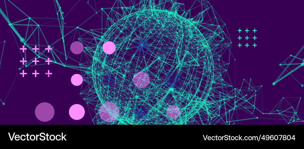 Abstract sphere background with plexus effect 3d Vector Image