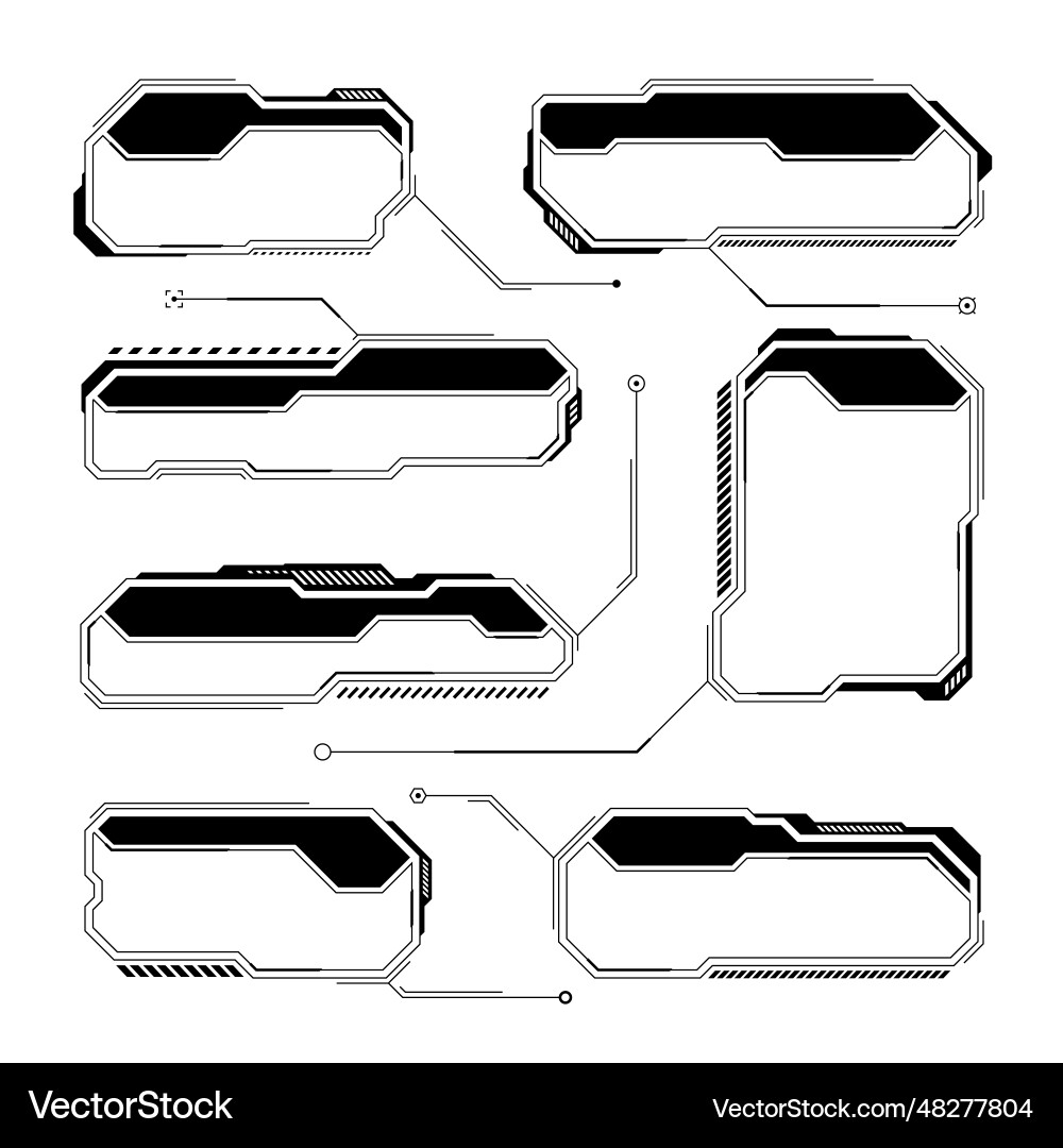 Black futuristic hud or ui elements sci-fi user Black futuristic hud or ui elements sci-fi user vector image