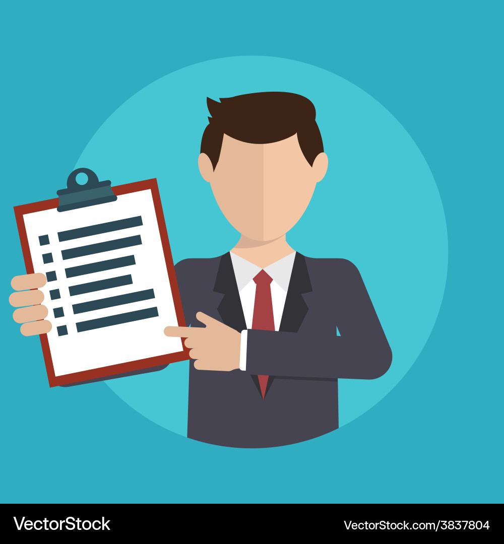 Businessman with a task showing and analytic vector image