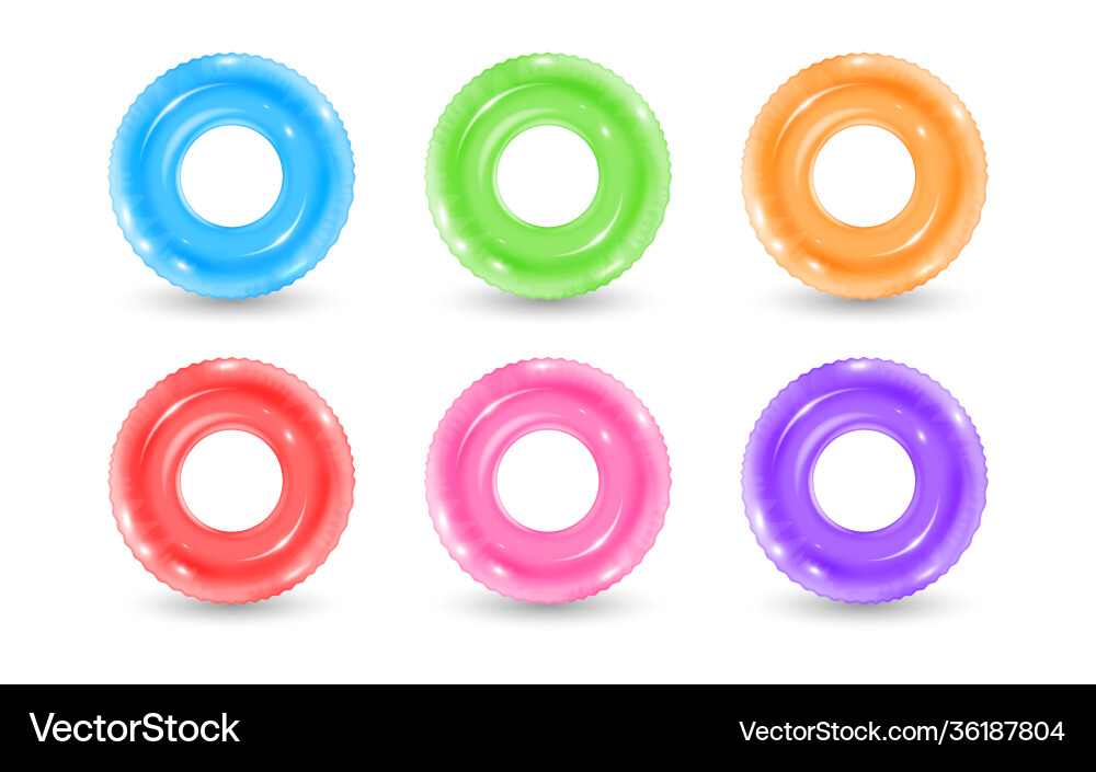 Collection inflatable rubber rings realistic Collection inflatable rubber rings realistic vector image