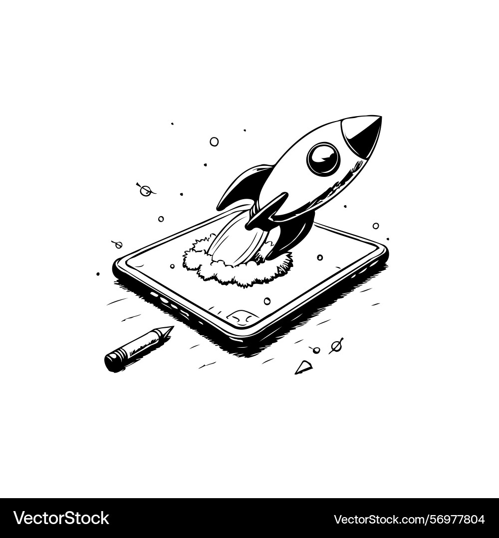 Conceptual image of a rocket launching from Vector Image