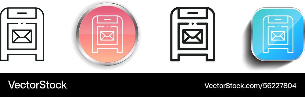 Mailbox icon thin linear regular and button style vector image
